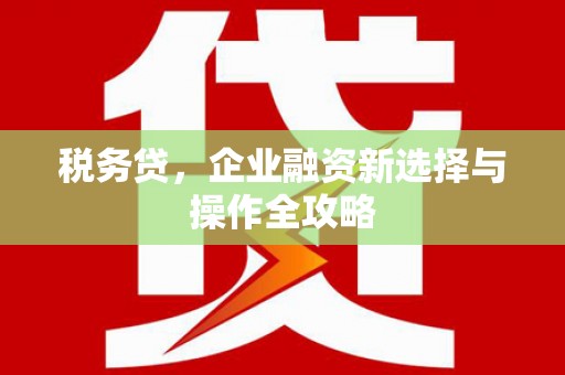 凤岗税务贷，企业融资新选择与操作全攻略