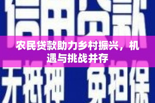 凤岗农民贷款助力乡村振兴，机遇与挑战并存