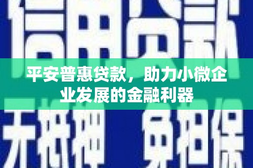 凤岗平安普惠贷款，助力小微企业发展的金融利器