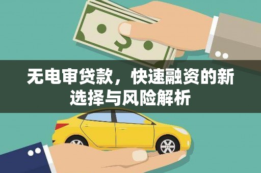 凤岗无电审贷款，快速融资的新选择与风险解析